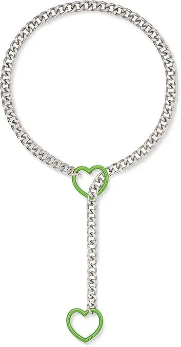 Adjustable Punk Style Cuban Chain Necklace With Heart-Shaped O-Ring, Multi-Color Options For Men & Women_voghion.com