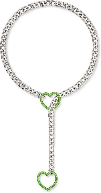 Adjustable Punk Style Cuban Chain Necklace With Heart-Shaped O-Ring, Multi-Color Options For Men & Women​_voghion.com