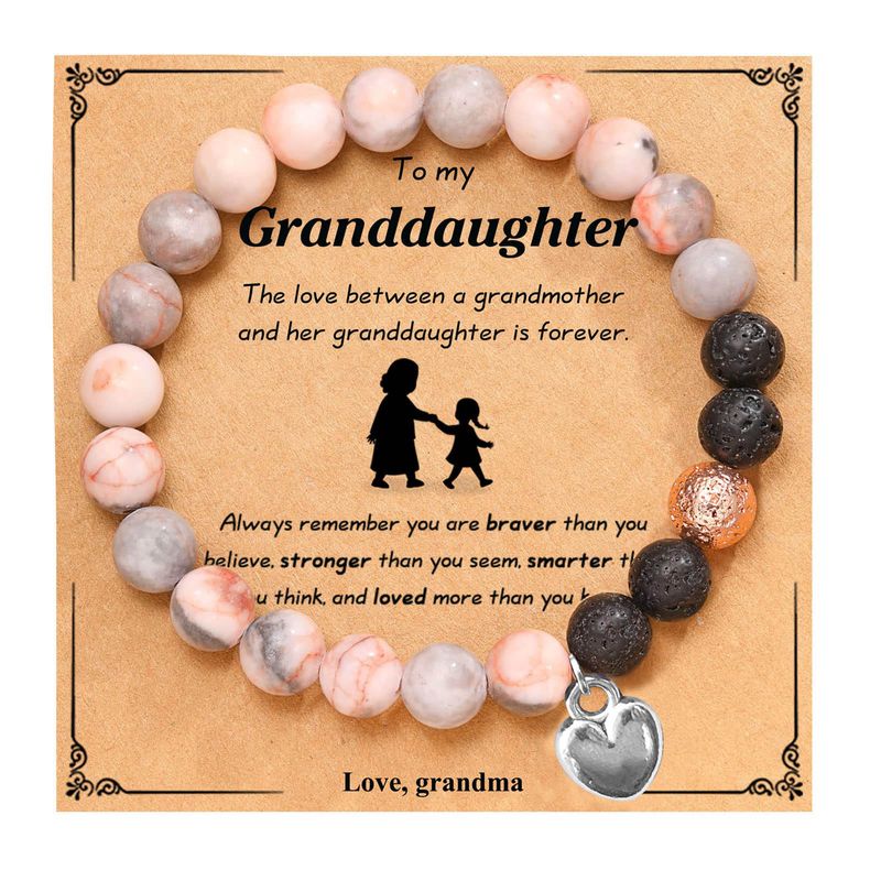 1 Set Couple Bracelet Colorful Sweet Heart Pendant Elastic Rope with Card Dress Up Birthday Gift White Turquoise Beaded Bracelet Jewelry_voghion.com