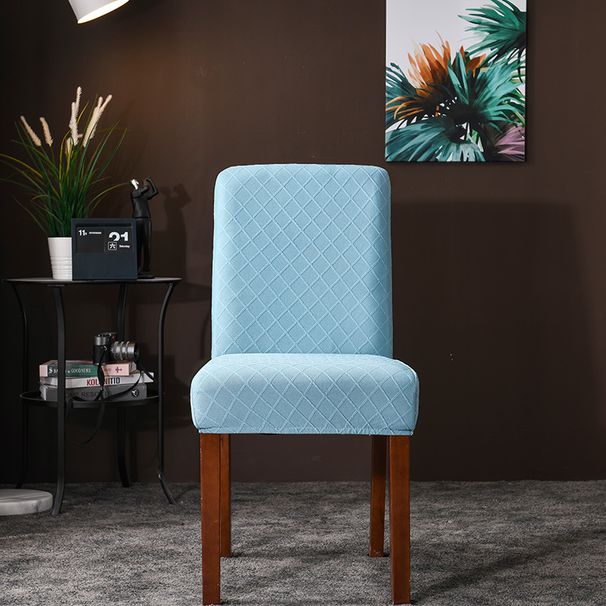 Fodera per sedia in tessuto jacquard tinta unita addensato per uso domestico, universale, mezza confezione, elastica, in un pezzo, per sedia da pranzo, all'ingrosso_voghion.com