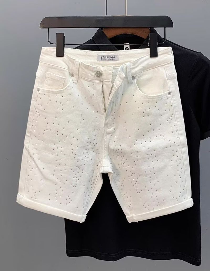 Men's Clothing Summer white denim shorts for men_voghion.com