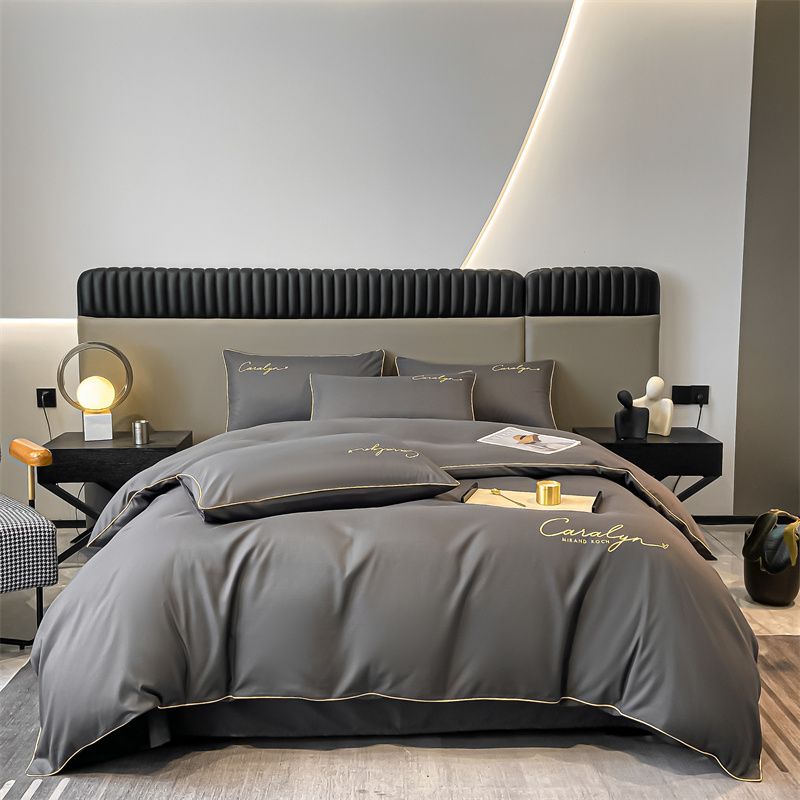 Housse de couette universelle quatre pièces haut de gamme, luxueuse et soyeuse, pour un sommeil nu, printemps, été, automne, hiver, simple ou double_voghion.com