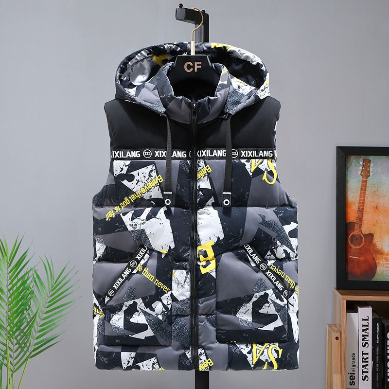 Gilet en coton à capuche amovible pour hommes, vêtements pour hommes de grande taille, nouveau gilet en coton, vêtements de travail, uniforme de classe, impression_voghion.com