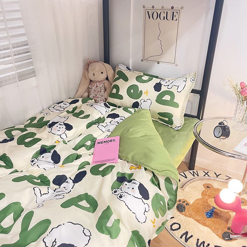 Four bed sheets, aloe vera cotton, soft comfortable for student and staff dormitories, skin friendly duvet cover, three_voghion.com