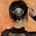 Alloy Lily Rings, Versatile, Elegant Elegant, with Tassel Beads and Twisted Clips on Back of the Head, Frog Button, One_voghion.com