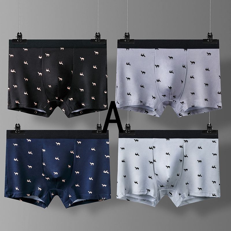 4er Pack Boxershorts große Größe nahtlose Baumwollfeile Herren-Boxershorts Sommer dünner Abschnitt_voghion.com