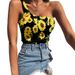 Dámské oblečení Podvazky Vnitřní podvazky Podvazky Dámské svrchní oblečení Rukáv na jedno rameno Slunečnicový vzor Vesta Dámské léto_voghion.com
