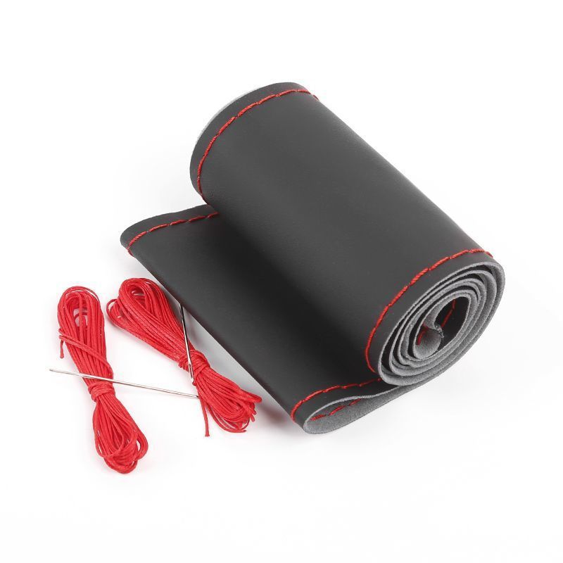 Handgenäht aus Leder, schweißableitend, atmungsaktiv und rutschfest, universelles Autolenkrad aus Leder für alle Jahreszeiten_voghion.com