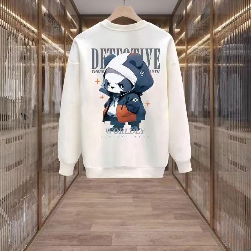 Herrenbekleidung Crewneck Sweat Herren Loose Design Sense Smiley Print Style Retro Instagram Style Modisches Markenoberteil für Frühling und Herbst_voghion.com