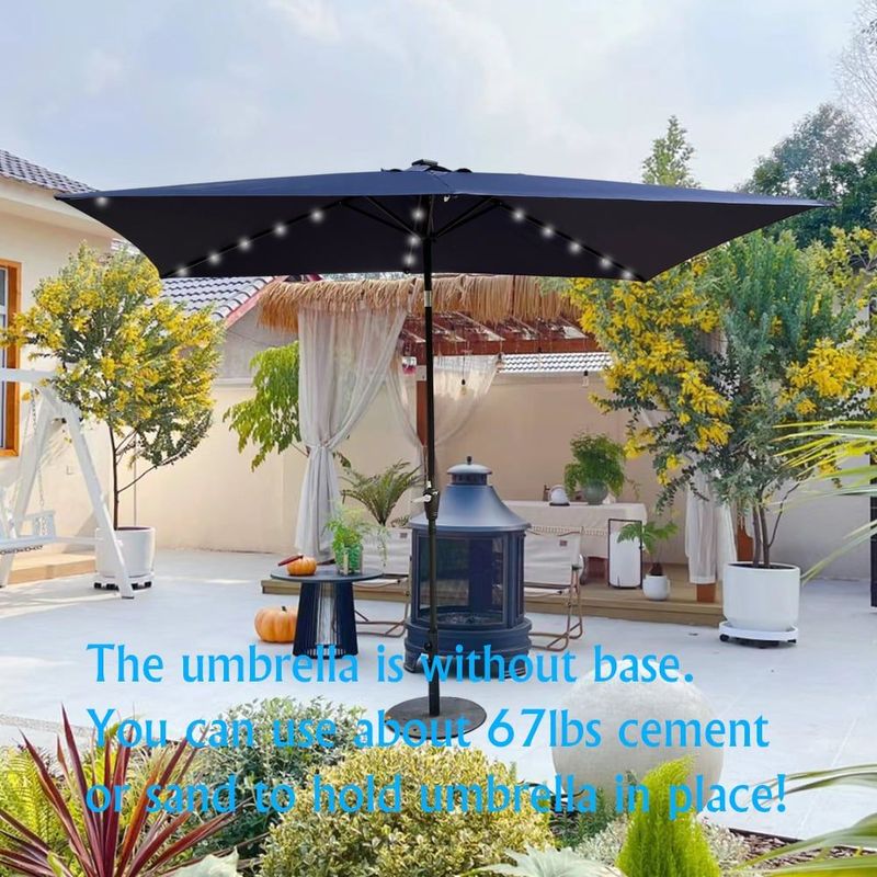 10 X 6.5Ft Rectangular Patio Solar LED Lighted Outdoor Market Umbrellas With Crank And Push Button Tilt For Garden Shade Swimming Pool_voghion.com