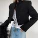 Unique Black Short Blazer 2025 Autumn New Commuter Long Sleeve Stand Collar Women's Top_voghion.com
