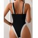 GraceChic Solid Color One-Piece Swimsuit For Women, New European And American Style, Sexy Deep V, Push-Up High-End Backless_voghion.com