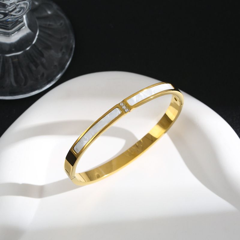 Modieuze en trendy titanium stalen armband met hoog kleurbehoud, roestvrij staal ingelegd met diamanten, Koreaans_voghion.com