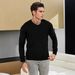 Herren-Strickpullover aus Wollmischung mit V-Ausschnitt – Schmal geschnittener Langarmpullover für Freizeit und Lagenlook (M-4XL, Weiß/Schwarz)_voghion.com