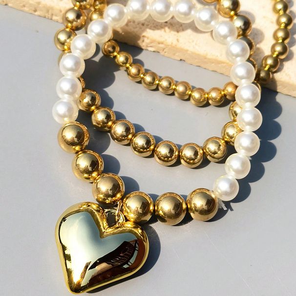 Bracciale da donna con perline dorate, alla moda, fatto a mano, in metallo esagerato, con ciondolo multistrato sovrapposto._voghion.com