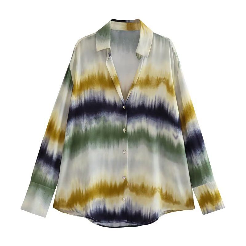 Costume chemisier tie-dye + pantalon tie-dye pour femme, pantalon droit_voghion.com