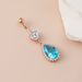 Teardrop Blue Topaz Belly Ring - 316L Surgical Steel Body Jewelry, Dainty Gemstone (14G/16G, Hypoallergenic, Gift Box)_voghion.com