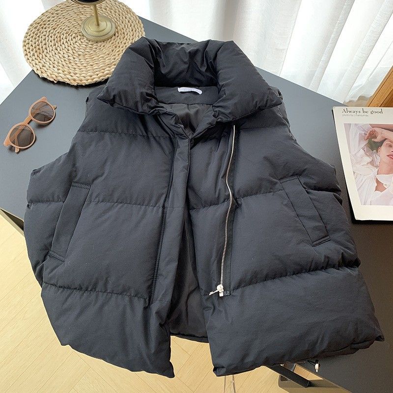 Women's Clothing Cotton vest women 2024 autumn and winter stand up collar new sleeveless cotton vest outer wear vest jacket trendy_voghion.com