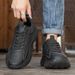Unbeatable Quality Black Men's With Leather Surface, Soft Shock-absorbing, Casual Sports Thick Sole, Dad Versatile, Student Running Shoes,_voghion.com