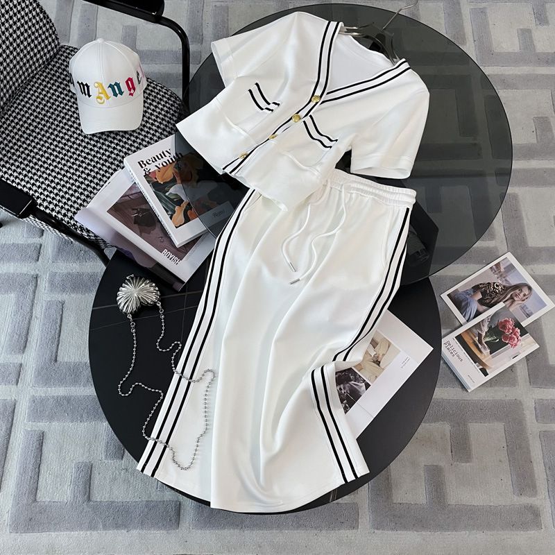 Damen Sommer neuer Stil modischer und stilvoller altersreduzierender High-End-Zweiteiler im kleinen Duftstil_voghion.com