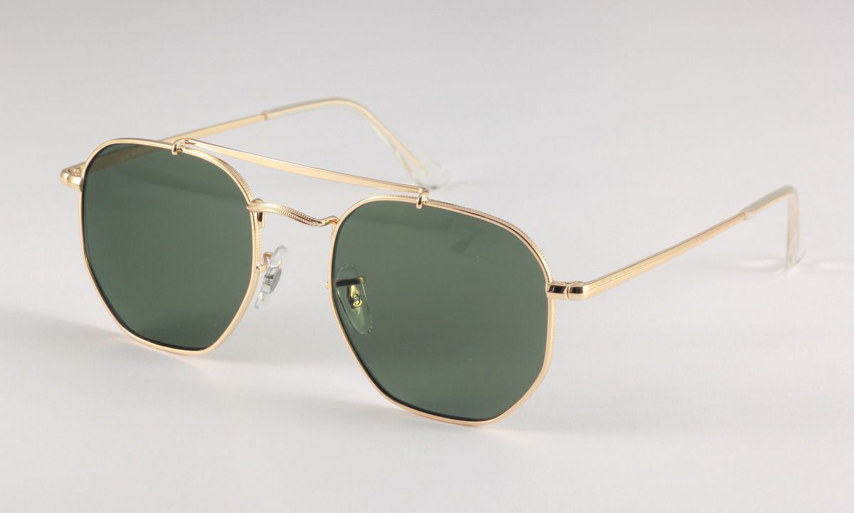 Occhiali da sole quadrati con montatura in metallo da uomo e da donna, lenti in vero vetro, occhiali da sole alla moda con custodia in pelle e tutto il necessario_voghion.com