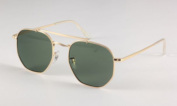 Occhiali da sole quadrati con montatura in metallo da uomo e da donna, lenti in vero vetro, occhiali da sole alla moda con custodia in pelle e tutto il necessario_voghion.com