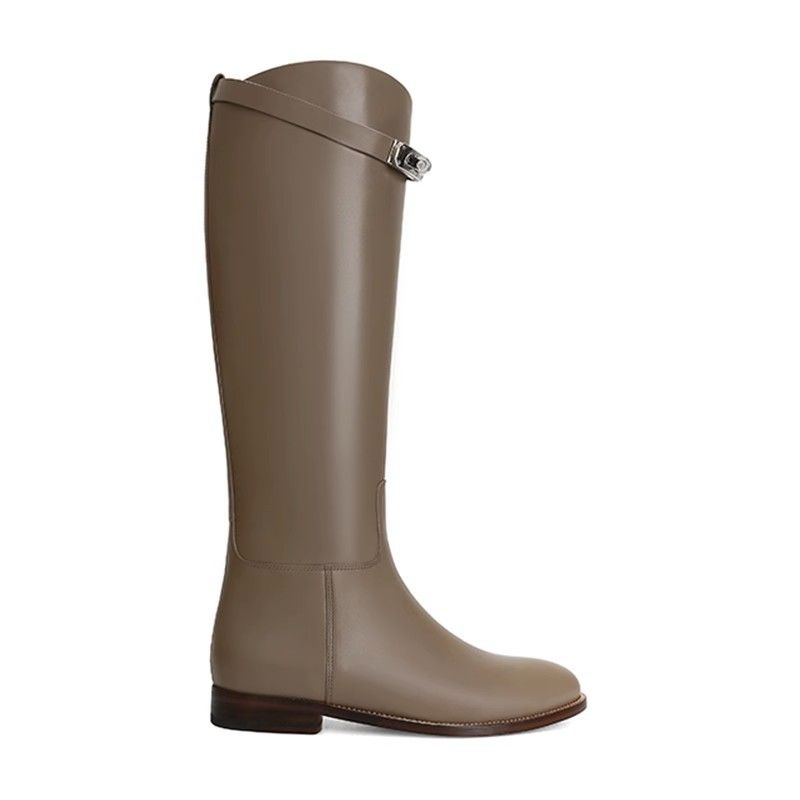 Instant Su Yinyin Same Style Shoes with Genuine Leather Diagonal Mouth K * Lock Buckle Side Zipper Thick Heel High_voghion.com