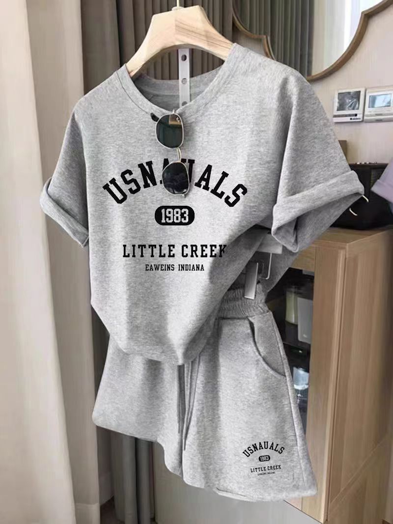 Abbigliamento da donna, nuovo, ampio, sportivo, per il tempo libero, tuta da corsa, pantaloncini a maniche corte, due pezzi_voghion.com