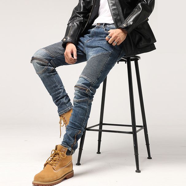 Pantalon de cyclisme zippé au genou pour homme Pantalon slim slim à jambe étroite_voghion.com