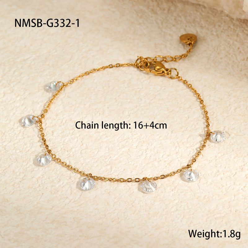 Set di gioielli con collana e bracciale in acciaio inossidabile con zirconi colorati, temperamento francese squisito, bracciale a catena per clavicola_voghion.com