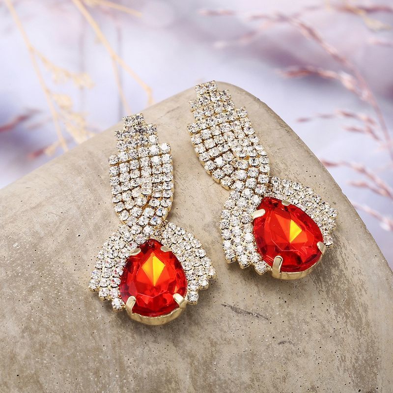 Popular Crystal Full Alloy Glass Water Diamond Bridal Female Charm Sweet Decorations Earrings_voghion.com