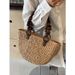 Borsa a mano in paglia tailandese intrecciata con perline di legno, grande capacità, borsa da viaggio estiva in rattan, da spiaggia e da vacanza sottobraccio_voghion.com