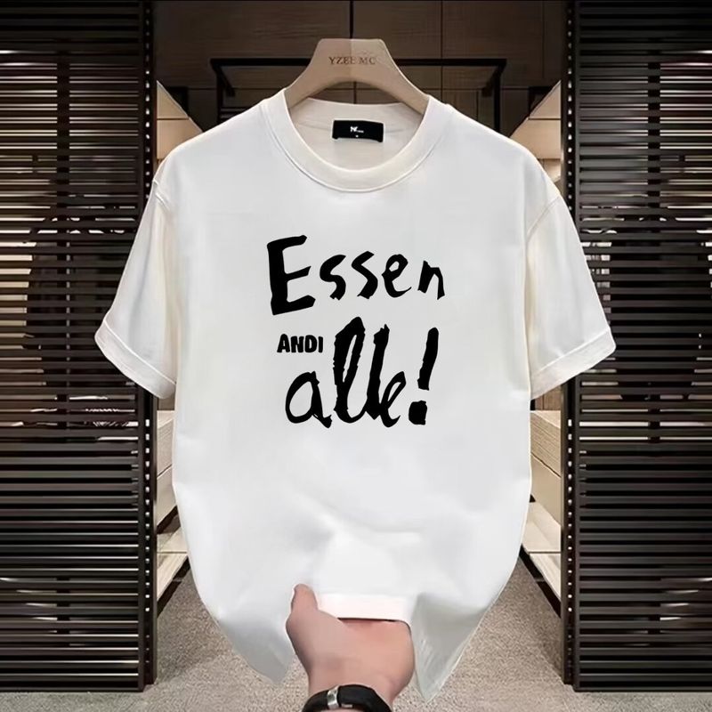 Koszulka z krótkim rękawem z czystej bawełny dla mężczyzn i kobiet, z niszowym wzorem. Letni trend, luźny top dla par z krótkim rękawem dla mężczyzn._voghion.com