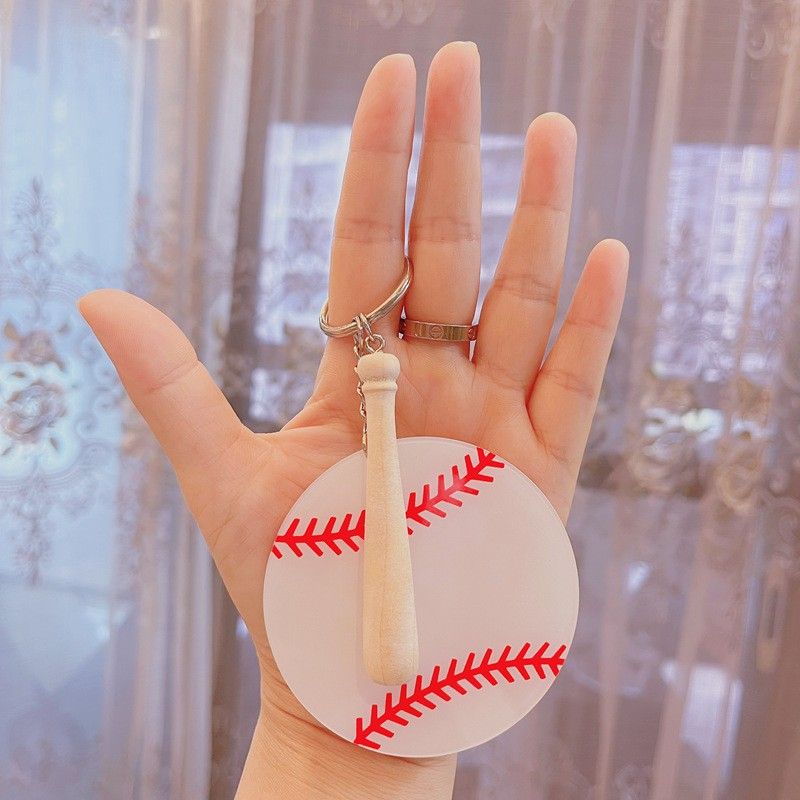 Kit de llavero acrílico en blanco Percha de madera para sóftbol Palo de béisbol_voghion.com