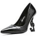 Schwarze dünne Katzenabsatz-Lackierung Sexy High Heels Ultraflacher Mund Spitzschuh Echtes Leder Hochzeits-Einzelschuhe_voghion.com