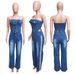 Women's Clothing Tube Top One Shoulder Slim Straight Wide Leg Denim Jumpsuit_voghion.com