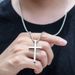 Polished Titanium Smooth Large Cross Men's Necklace Hip Hop Versatile Long Sweater Chain Pendant Accessory Stainless_voghion.com