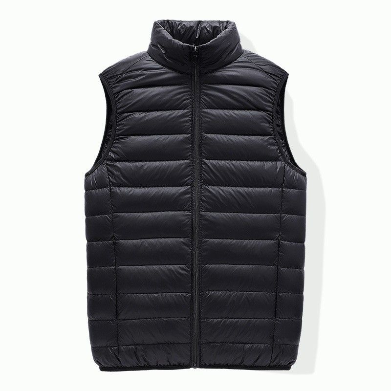 Cross Border Source New Light And Thin Men's Down Vest 90 Down Short Casual Stand Collar Vest_voghion.com