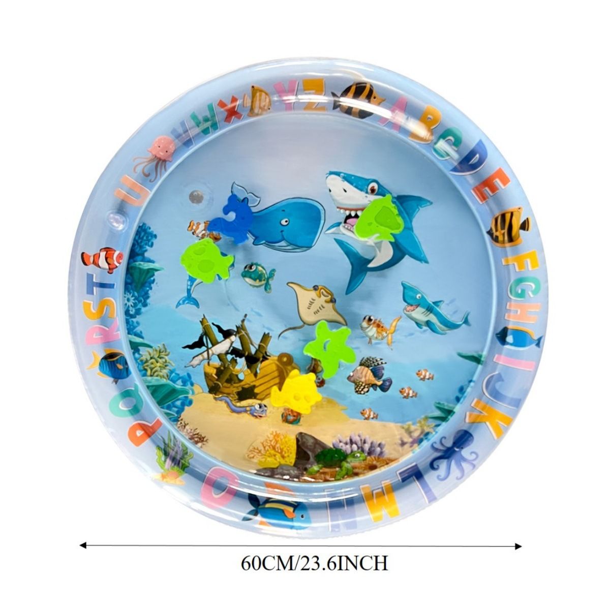 Baby Crawling Training Mat Thickened PVC Inflatable Water Play Pad For Toddlers Pets Non Slip Textured Surface With Floating Toys_voghion.com