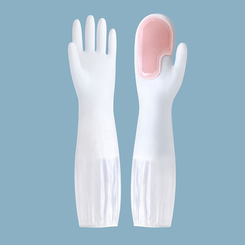 Magic Household Gloves Women Durable Kitchen Dishwashing Tool Men Extended Length Latex Cleaning Brush For Doing Chores_voghion.com