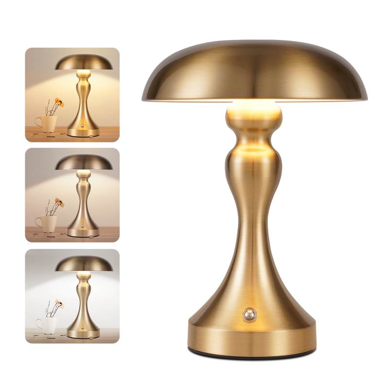 Tischlampe Kabellos Nachttischlampe LED - Touch Dimmbar Retro Gold Bronze Lampe Mit USB Aufladbar Batterie Tischlampen Für Fensterbank Wohnzimmer_voghion.com