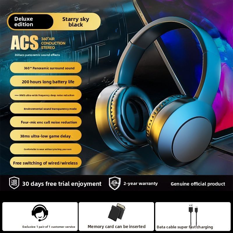 Nuove cuffie wireless Bluetooth all-inclusive per e-sport, con isolamento acustico, riduzione del rumore e montaggio sulla testa, per giochi sportivi._voghion.com