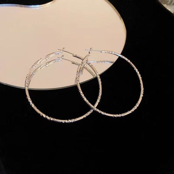 Orecchini alla moda semplici in stile ins con cerchio in argento dal design esagerato, orecchini di alta qualità di nicchia per le donne_voghion.com