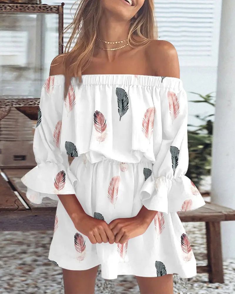 Abbigliamento da donna Abito stampato monospalla sexy e alla moda per donna _voghion.com