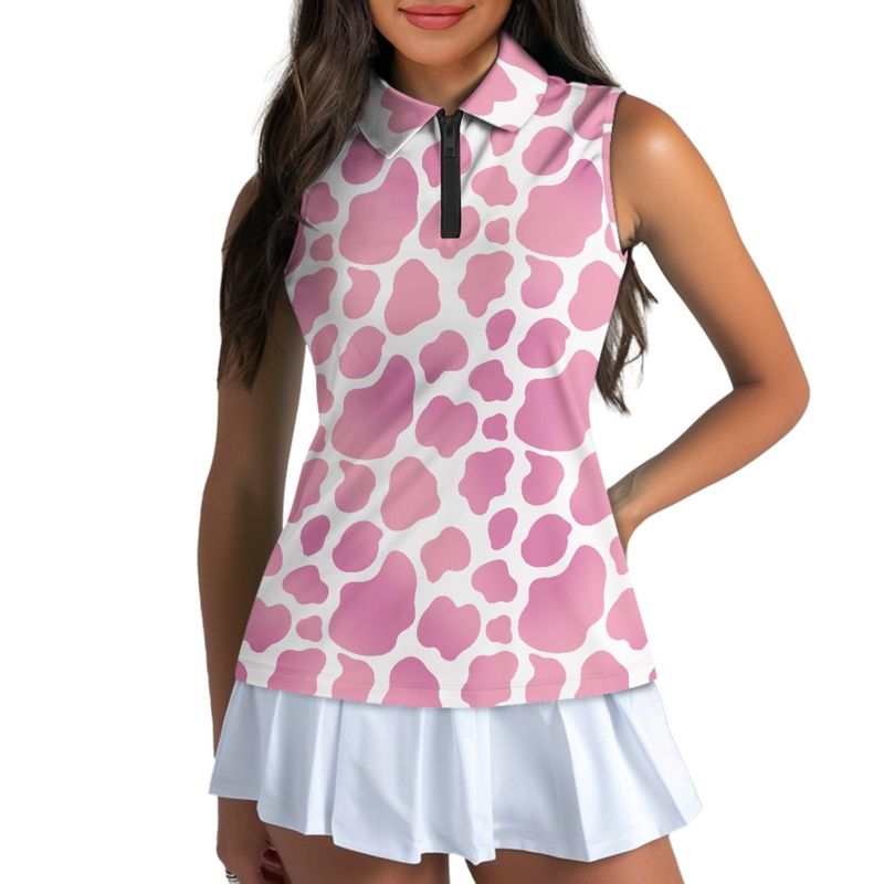 Women's Clothing women's golf sleeveless shirt animal texture print outdoor sports running POLO shirt can be sent on behalf of_voghion.com