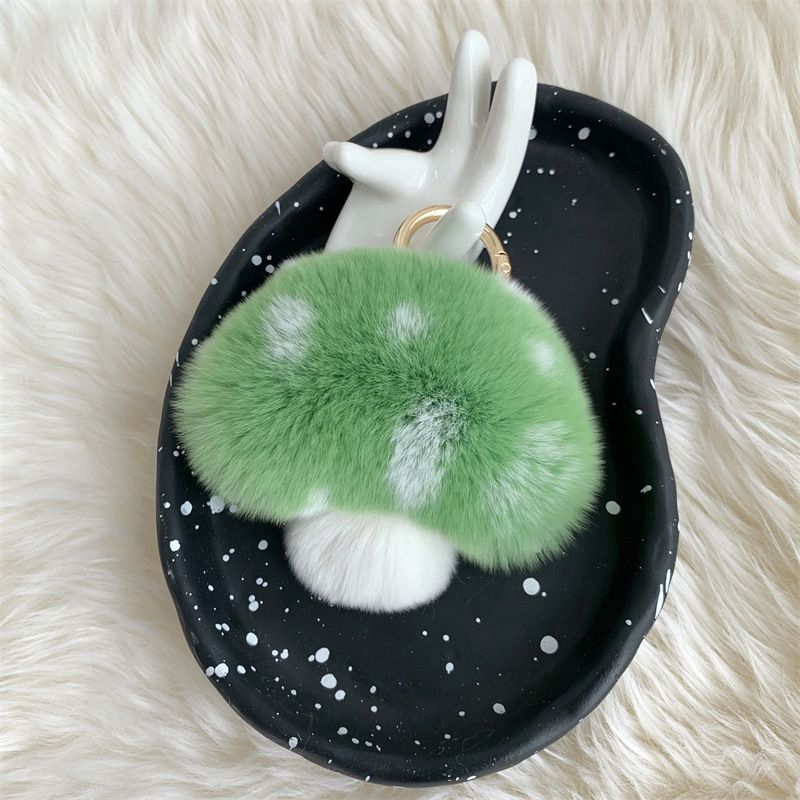 New Japanese Style Rex Rabbit Fur Plush Pendant Mushroom Macaron Color Key Bag Pendant Cute Souvenir Soft Cute_voghion.com