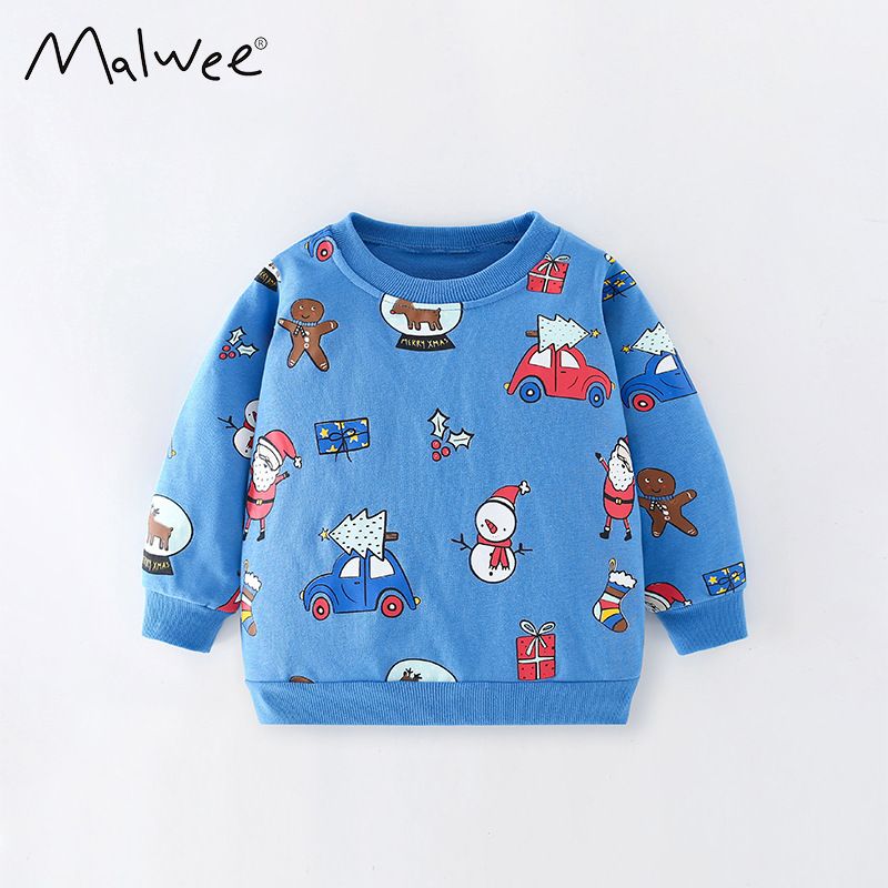 Malwee Boys' Sweatshirt Autumn New Long Sleeve Base Shirt Children's Round Neck Casual Stylish Top_voghion.com