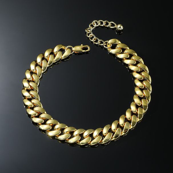 Hiphop-tyylinen yksivärinen metalliseoskiillotus miesten nilkkarengas_voghion.com