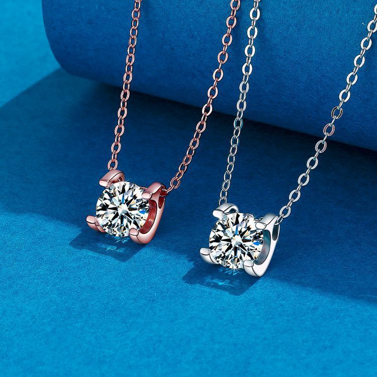 Collana con testa di toro classica in moissanite da un carato, pendente a catena con clavicola femminile in argento S925 con staffa vuota, per San Valentino_voghion.com