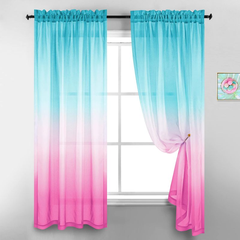 Cortinas Gradient Dolly Gaze Cortinas Com Varões E Cortinas Curtas_voghion.com